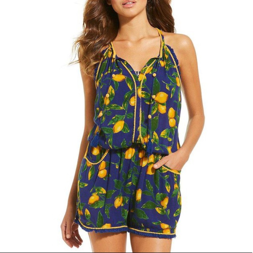 Gianni Bini-Blue Give Me Lemons🍋💙Romper Cover-Up